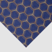 Navy Blauwe Gouden Bijenkorf Chic Geometrisch Patr Tissuepapier (Detail)