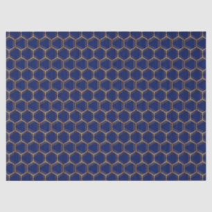 Navy Blauwe Gouden Bijenkorf Chic Geometrisch Patr Tissuepapier