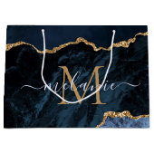 Navy Blauwe Gouden Cadeautas Aangepaste Naam en Le (Voorkant)