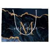 Navy Blauwe Gouden Cadeautas Aangepaste Naam en Le (Achterkant)