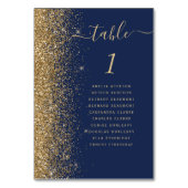 Navy Blauwe Gouden Glitter Bruiloft Kaart (Achterkant)