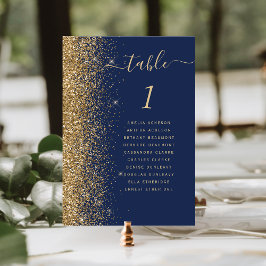 Navy Blauwe Gouden Glitter Bruiloft Kaart