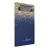 Navy Blauwe Gouden Glitter Meisjesachtige Monogram Mini Klembord (Schuin)