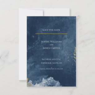 Navy Blauwe Gouden Inkt Luxe Schotse Trouw Save The Date