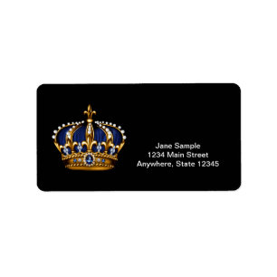 Navy Blauwe Gouden Kroonprins Adreslabels Etiket