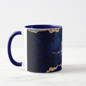 Navy Blauwe Gouden Marmer Douane Letter Naam Mok (Links)