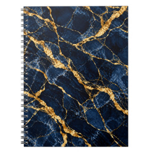 Navy Blauwe Gouden Marmer Elegantie Notitieboek