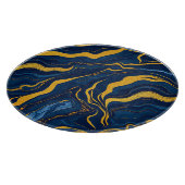 Navy Blauwe Gouden Marmeren Abstracte Luxe Topogra Snijplank (Hoek)