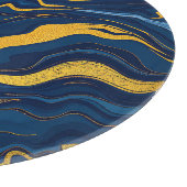 Navy Blauwe Gouden Marmeren Abstracte Luxe Topogra Snijplank (Hoek)