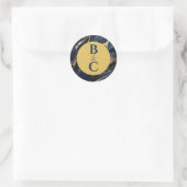 Navy-blauwe & gouden marmeren stickers met initial (Tas)