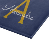 Navy Blauwe Gouden Moderne Script Meisjesachtig Mo Snijplank (Hoek)