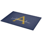 Navy Blauwe Gouden Moderne Script Meisjesachtig Mo Snijplank (Hoek)