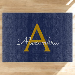 Navy Blauwe Gouden Moderne Script Meisjesachtig Mo Snijplank