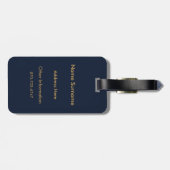 Navy Blauwe Gouden Monogram Bagage Label (Achterkant horizontaal)