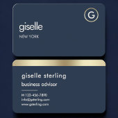 Navy Blauwe Gouden Monogram  Visitekaartje