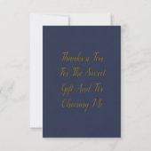Navy Blauwe Gouden Script Bedankt Kaart (Achterkant)