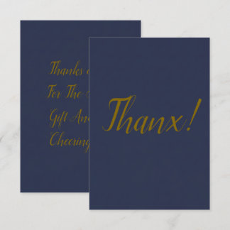 Navy Blauwe Gouden Script Bedankt Kaart