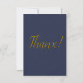Navy Blauwe Gouden Script Bedankt Kaart (Voorkant)