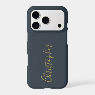 Navy Blauwe Gouden Script Naam Minimalistische Mon