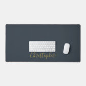 Navy Blauwe Gouden Script Naam Minimalistische Mon Bureaumat (Keyboard & Muis)