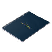 Navy Blauwe Gouden Script | Stijlvol Modern Monog Notitieboek (Linkerzijde)