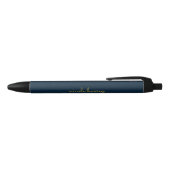 Navy Blauwe Gouden Script | Stijlvol Modern Monog Zwarte Inkt Pen (Bovenkant)
