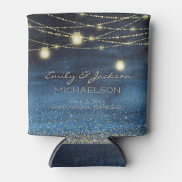 Navy Blauwe Gouden Slingerlichten Glitter Blikjeskoeler