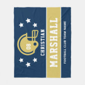 Navy Blauwe Gouden Voetbal Naam Fleece Deken (Voorkant)