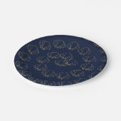 Navy Blauwe & Gouden Zee Schelp Zeemeermin Bruidsd Papieren Bordje (Gekanteld)