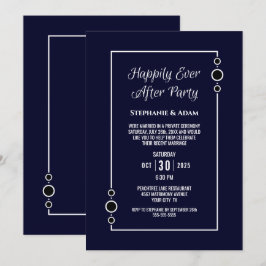 Navy Blauwe Happily Ever After Trouwreceptie Kaart