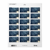 Navy Blauwe Herfst Pompoen Trouwadres Etiket (Full Sheet)