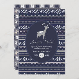 Navy Blauwe Hertenkunst voor Kerstmis ELKE GELEGEN Kaart