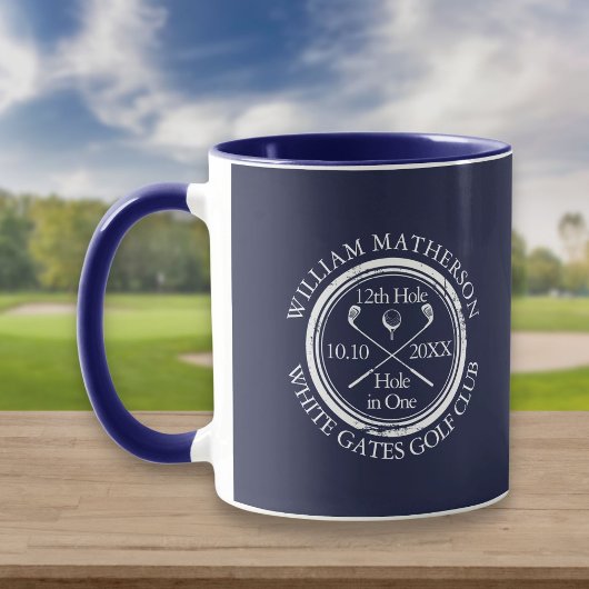Navy Blauwe Hole-in-One Gepersonaliseerde Golfmok Mok