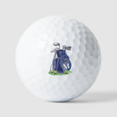 Navy Blauwe Initiële Monogram Golfballen (Voorkant)
