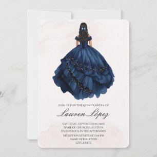 Navy Blauwe jurk quinceañera Kaart