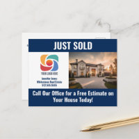 Navy Blauwe Just Sold Vastgoedbedrijf Logo