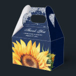 Navy Blauwe Jute Snoerlampjes Zonnebloem Bedankt Bedankdoosjes<br><div class="desc">Aangepaste navy blauwe huwelijksgunstdoos met een jute textuur en zonnebloemen met snoerlampjes.</div>