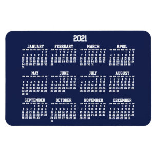 Navy Blauwe Kalender 2021 Grote Flexibele Magneten