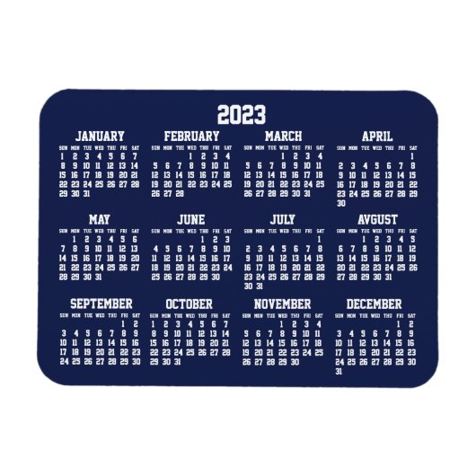 Navy-blauwe kalender 2023 kleine flexibele magnete magneet (Horizontaal)