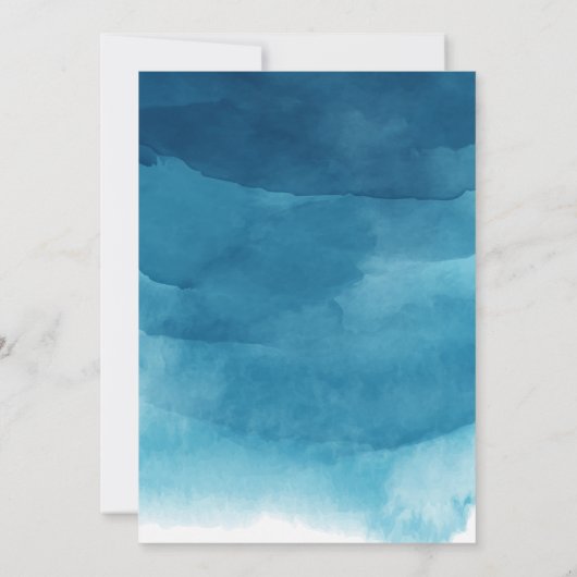 Navy Blauwe Kalligrafie Abstracte Waterverf Bruilo Kaart (Achterkant)