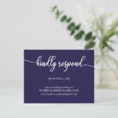 Navy Blauwe Kalligrafie Bruiloft Online RSVP Briefkaart (Staand voorkant)