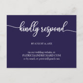 Navy Blauwe Kalligrafie Bruiloft Online RSVP Briefkaart (Voorkant)