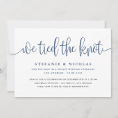 Navy Blauwe Kalligrafie We hebben de knoop bruilof Kaart (Voorkant)