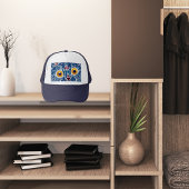 Navy blauwe kat uniek trucker pet