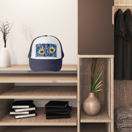 Navy blauwe kat uniek trucker pet