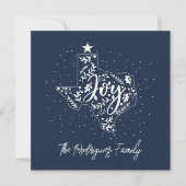 Navy Blauwe Kerstbladeren Texas Vorm Feestdagenkaart (Voorkant)