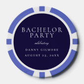 Navy Blauwe Klassieke Heren Bachelor Party Poker Chips (Voorkant)