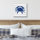 Navy Blauwe Krab Grijs en Witte Strepen Canvas Afdruk (Insitu (Slaapkamer))