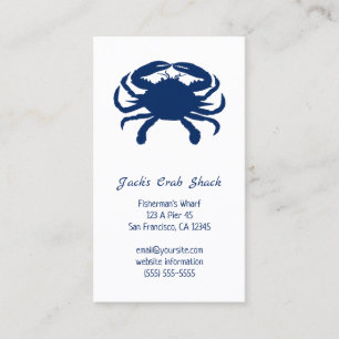 Navy Blauwe Krab Silhouet Zeevoedsel Restaurant Visitekaartje