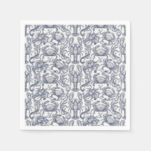 Navy Blauwe Kreefttoile - Coastal Grandmother-crus Servet